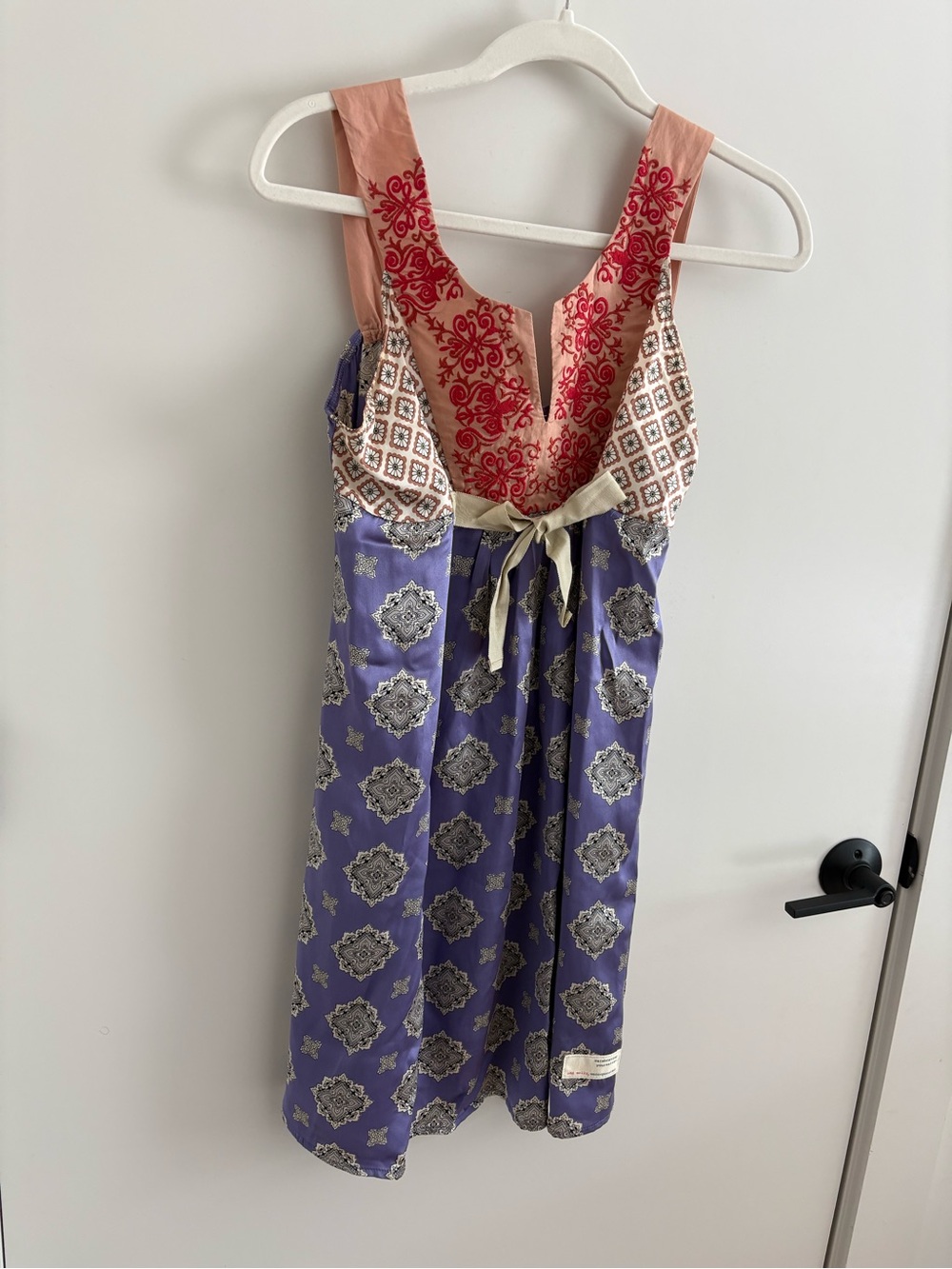 Odd Molly Anthropologie Sleeveless Embroidered 100% Silk Dress Purple Coral
